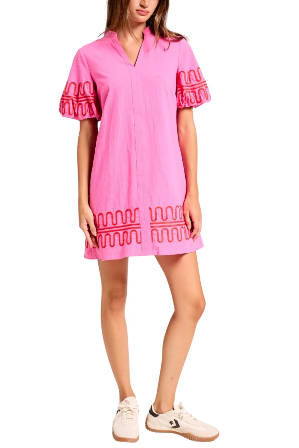 Loopy Trim Ruffle Mini Dress