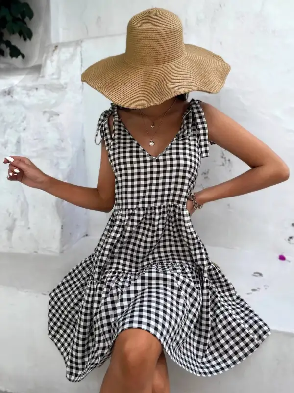 Plaid Tiered Mini Dress