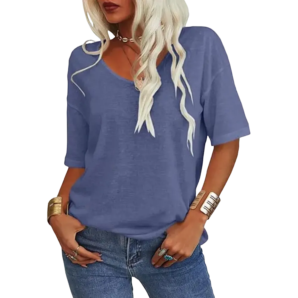 Women's Soft V-Neck Short-Sleeve T-Shirt-🔥8-Pack- Only $24