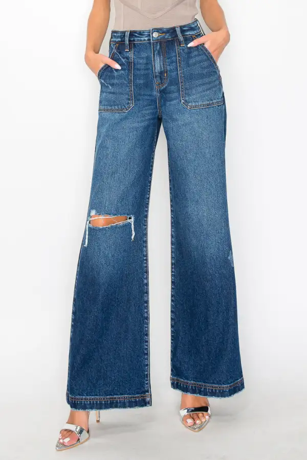 Easygoing High Rise Flare Relaxed Denim Jeans