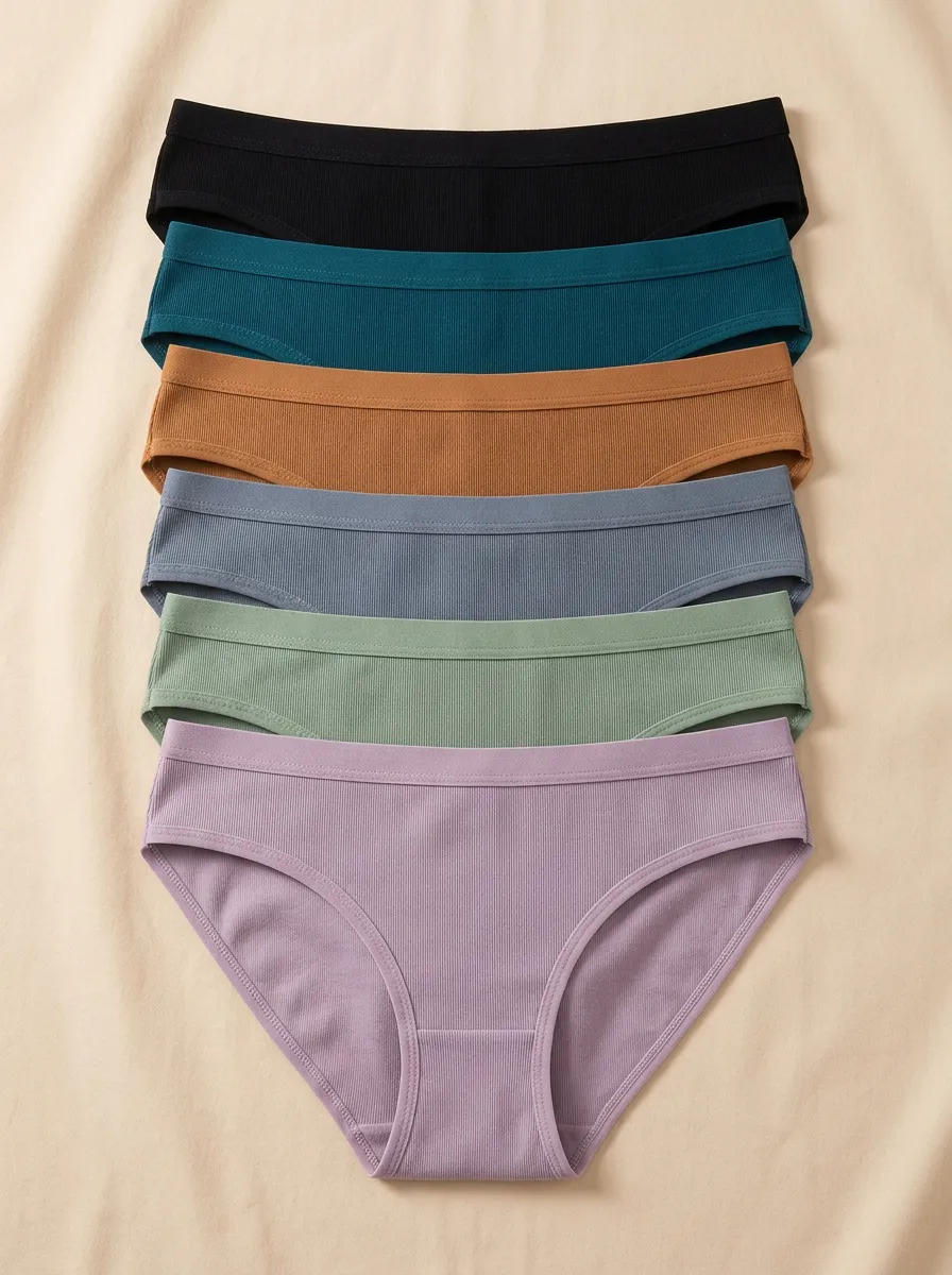 Women's Minimalist Ribbed Hipster Briefs 6-Pack