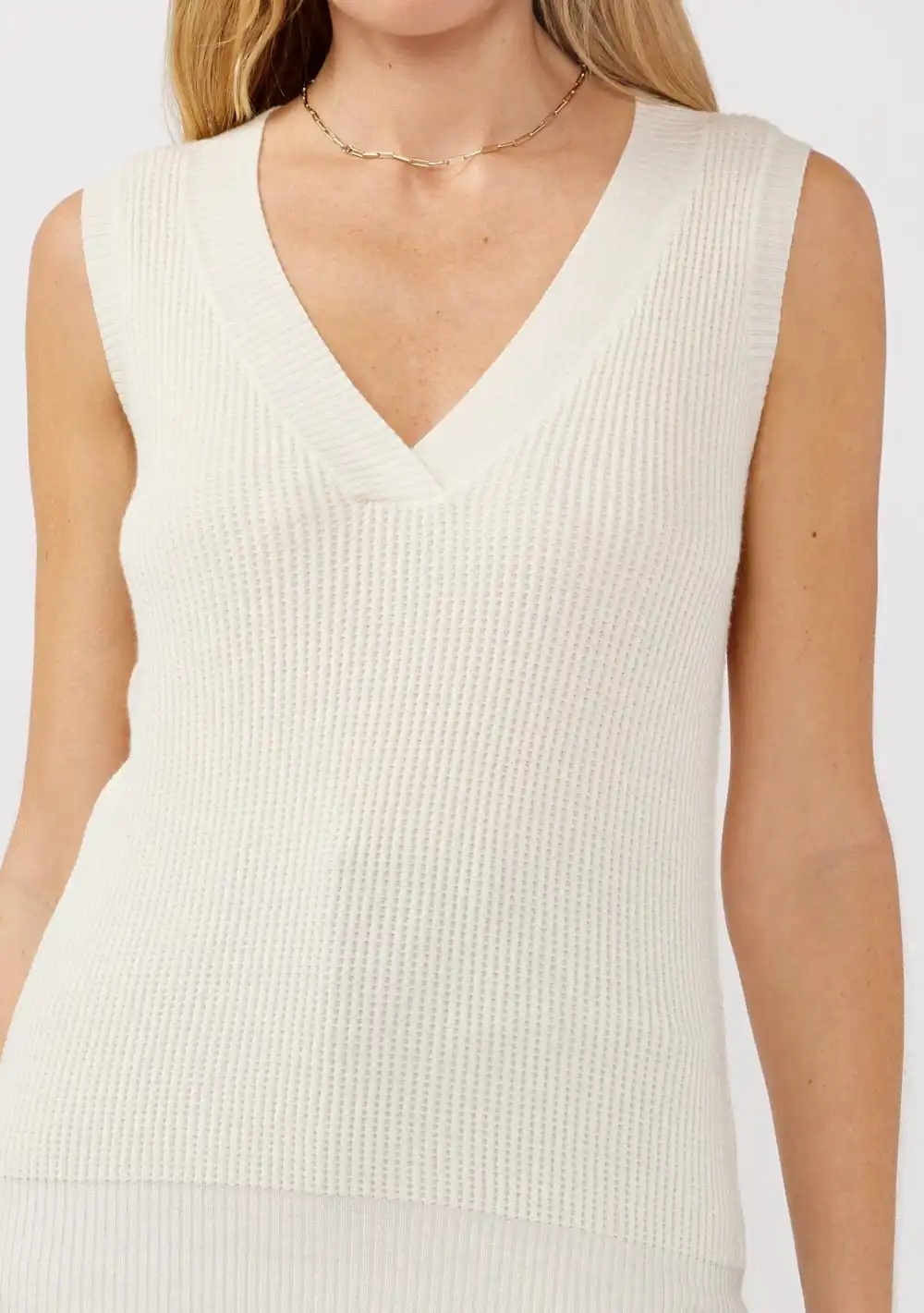 Waffle Knit V-Neck Tank