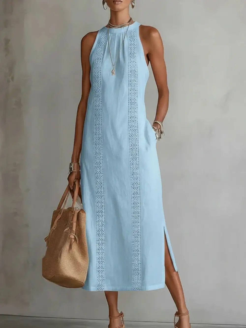 Soft Touch Slit Sleeveless Midi Dress