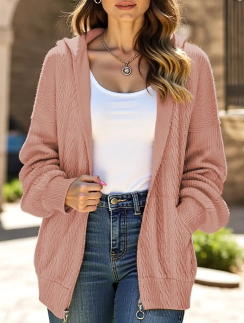 Pocket Long-Sleeved Loose Hooded Sweatshirt