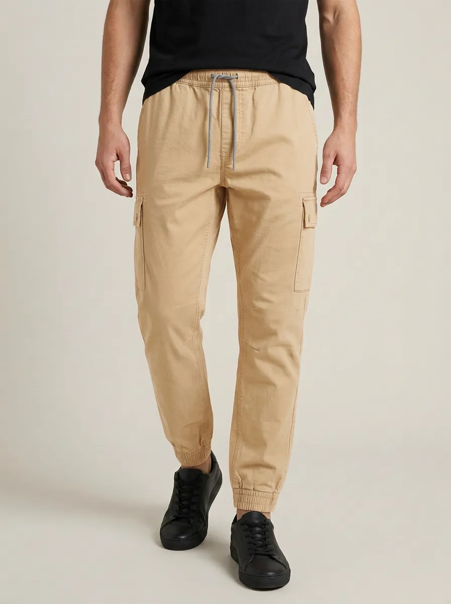 Drawstring Printed Solid-Style Men's Cargo Pants