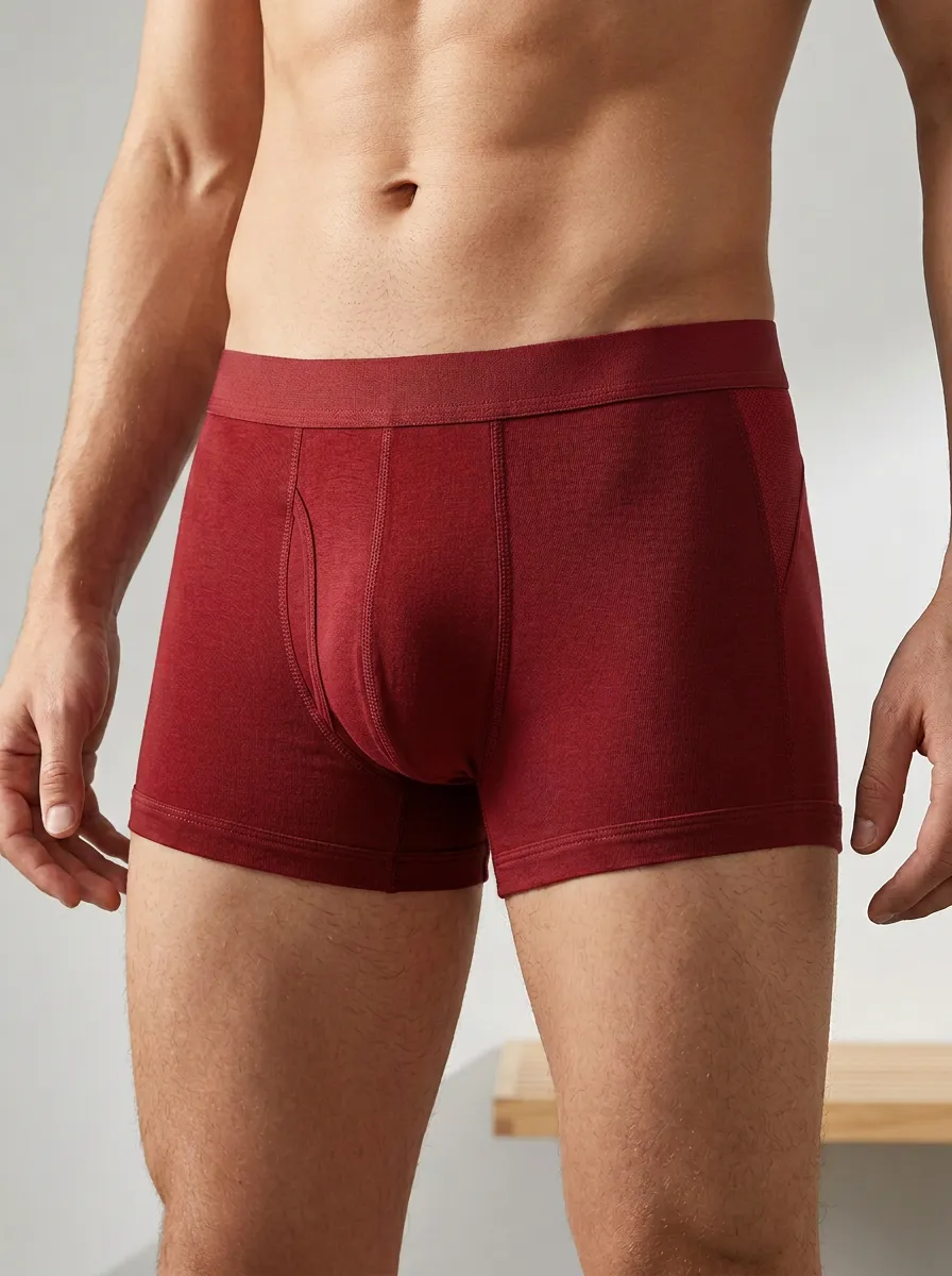Men's Solid Navy Blue Cotton Printed Boxer Briefs