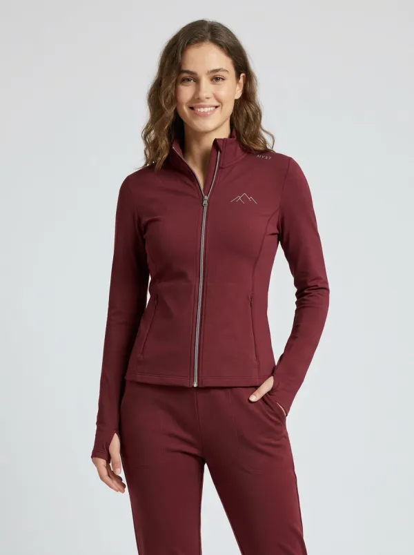 Women's Sage Green Mountain Zip-Up Jacket & Jogger Set