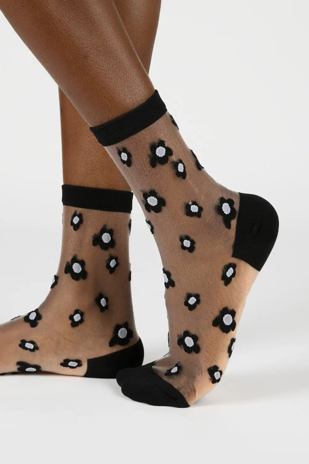 Polished Mixed Flower Sheer Socks