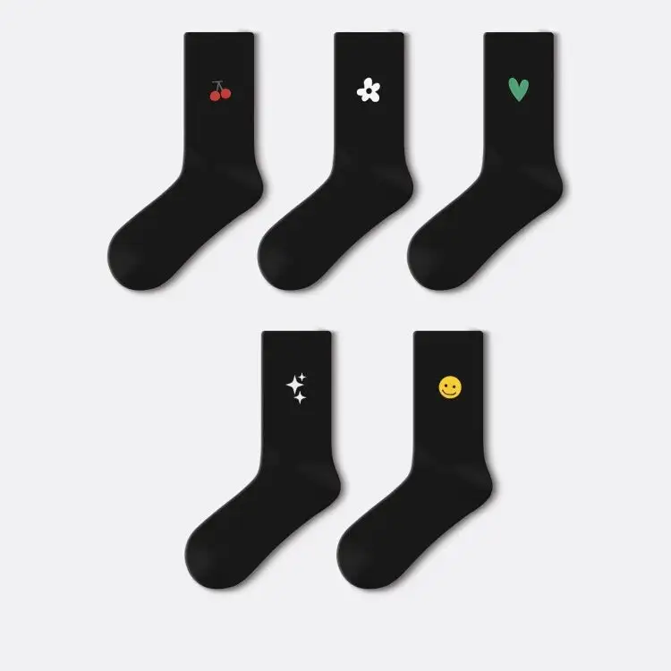 Playful Embroidered Motif Crew Socks