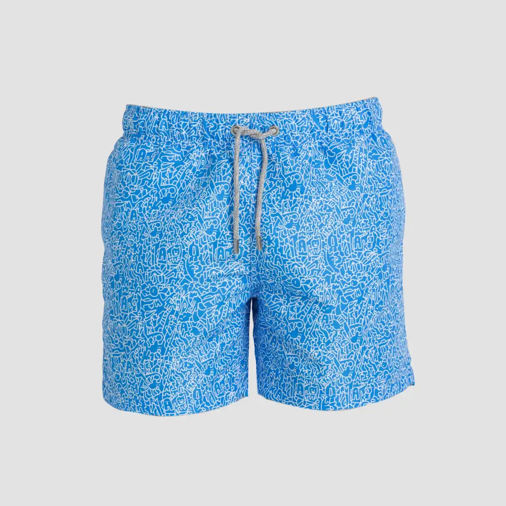 Blue Graffiti Swim Shorts