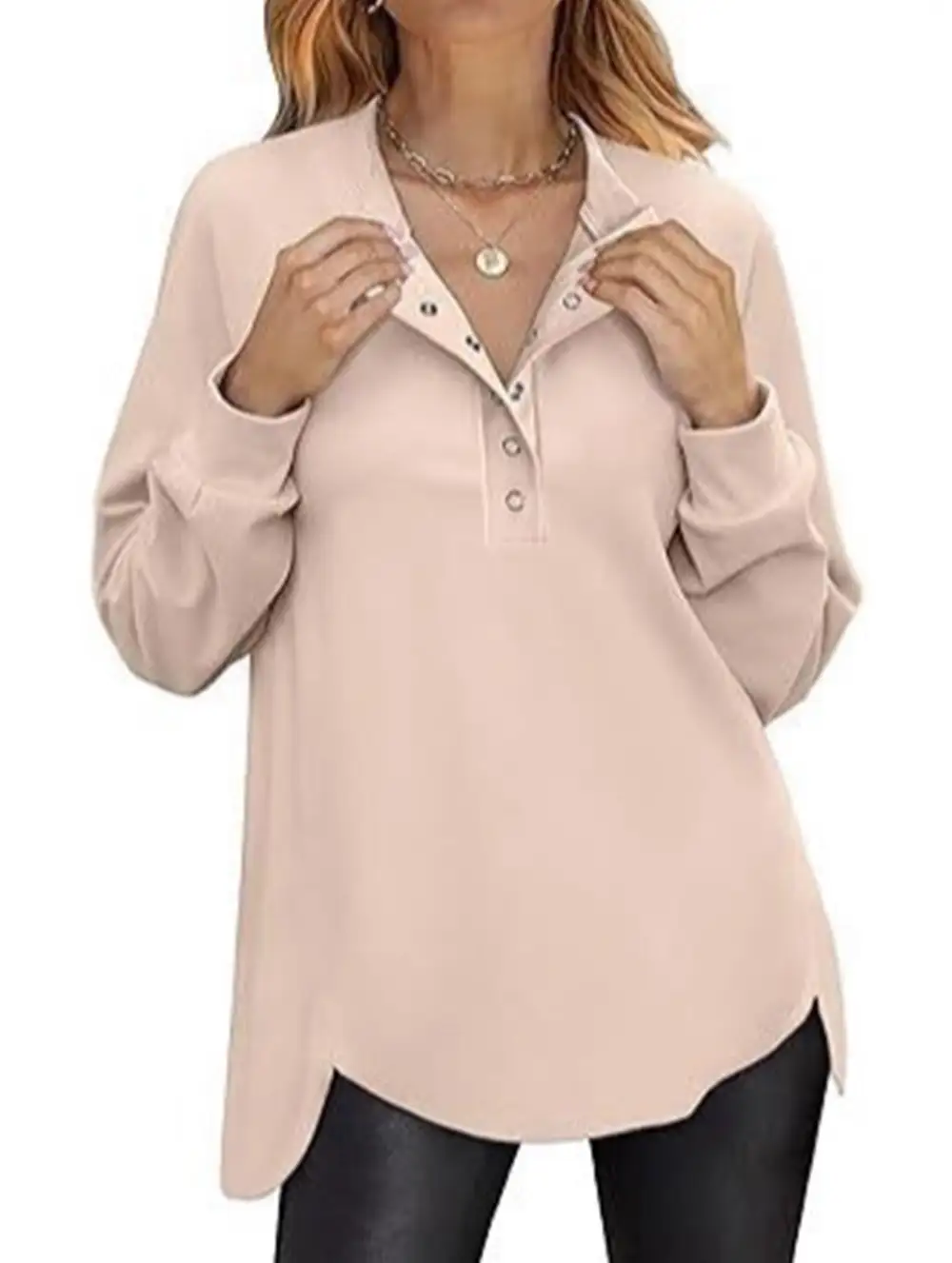 Long-Sleeved Concealed Button Shirt