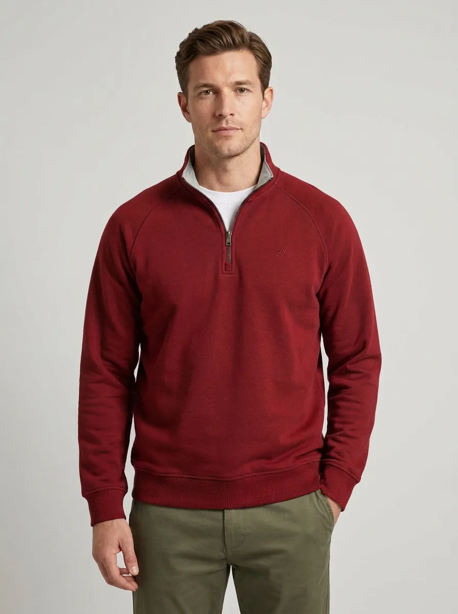 Men's Mountain Raglan Embroidered Emblem Quarter-Zip Sweatshirt
