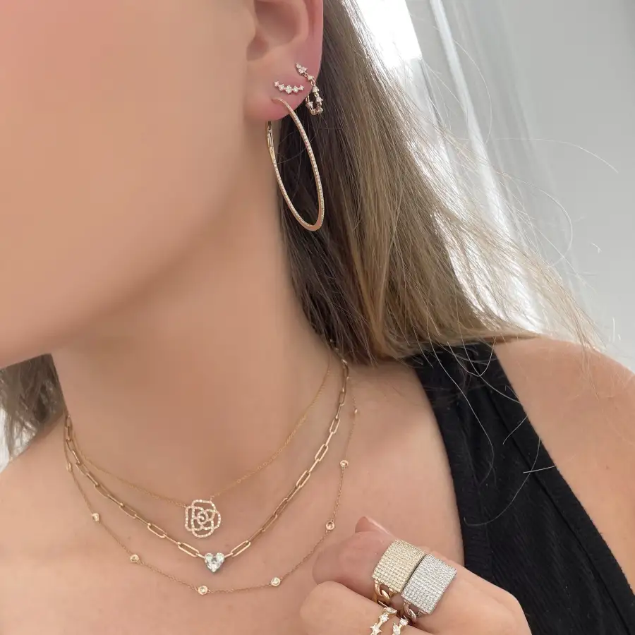 Textured Oval Gem Detail Hoop Earrings