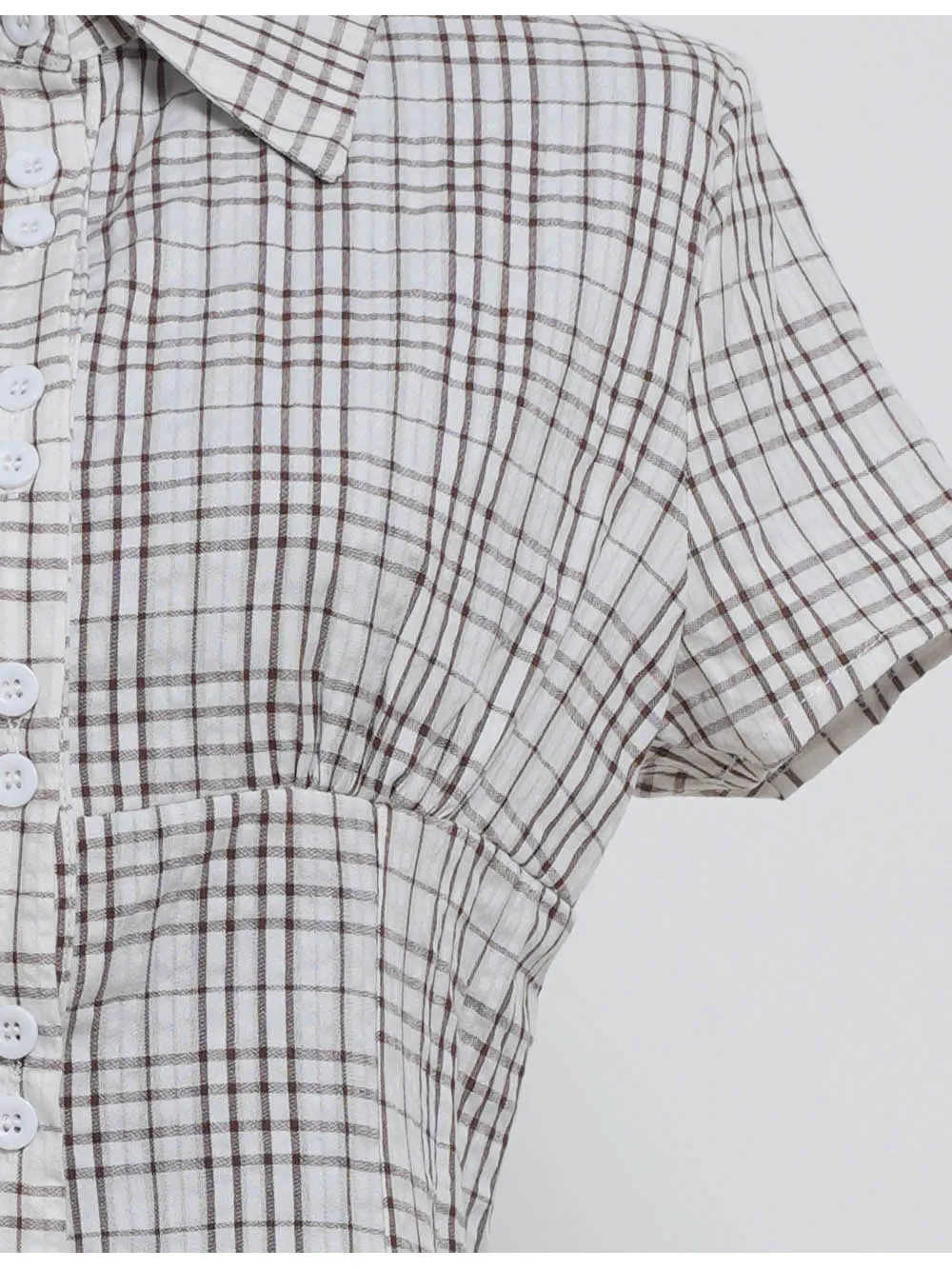 Chic Checked Button Down Short Sleeves Shirt