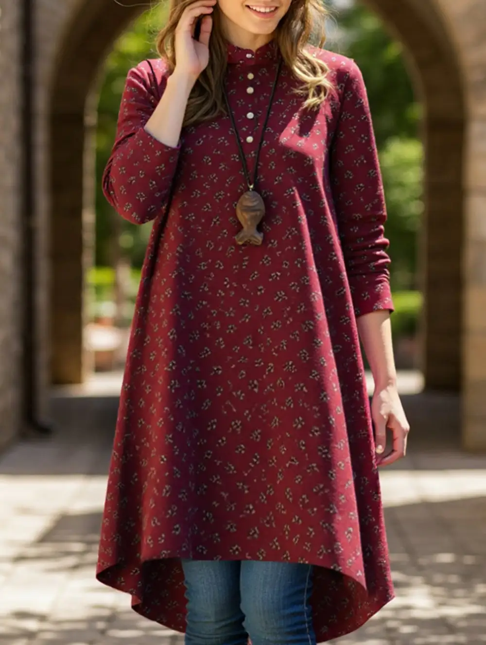 Vintage Long-Sleeved Floral Print Shirt