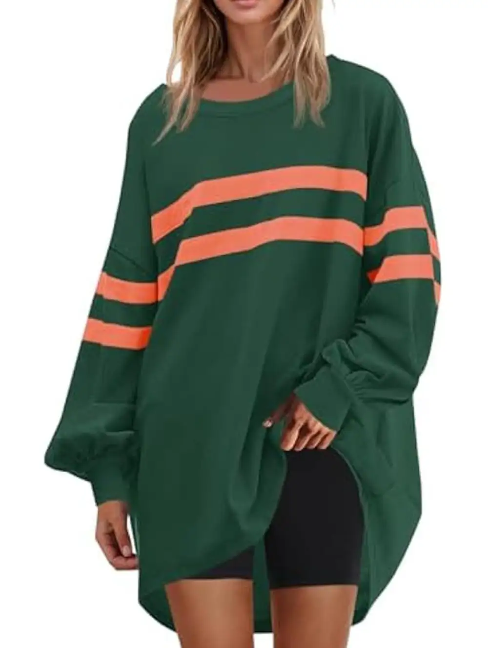 Striped Crew Neck Loose Sweatshirt