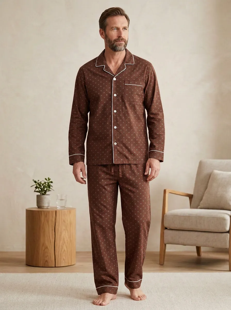 Relaxed Pattern Classic Men's Pajama Set