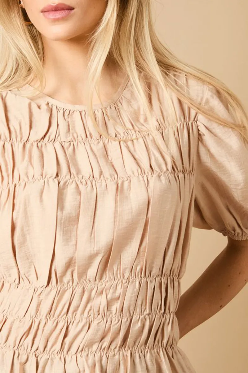 Casual Style Bodice Puff Sleeve Top