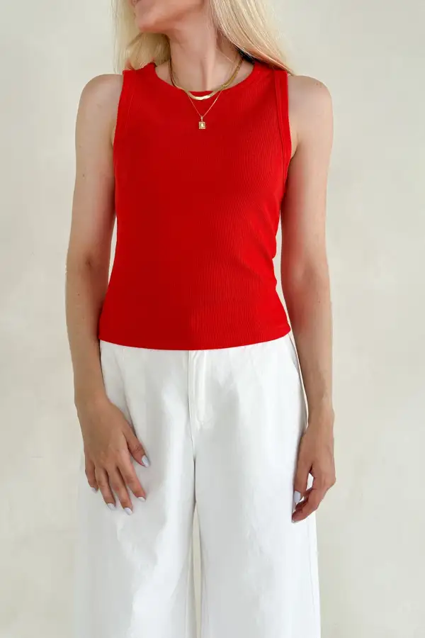Draped Soft Ribbed Tank Top