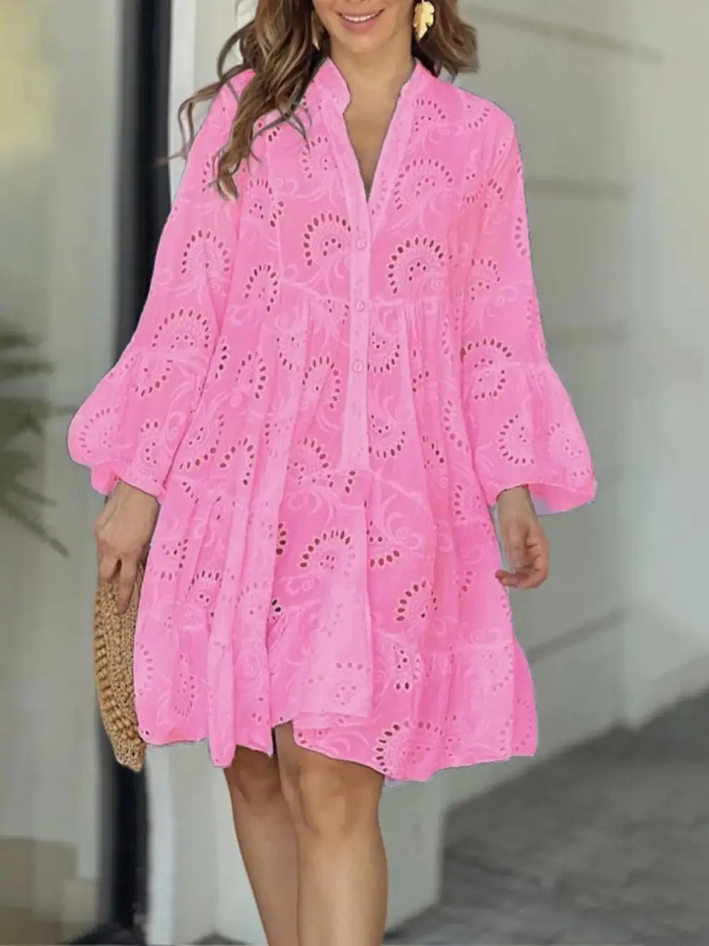 Ruffled Tiered Midi Tie Detail Dress