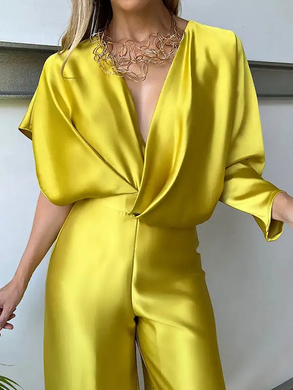 Asymmetric Deep V-Neck Jumpsuit