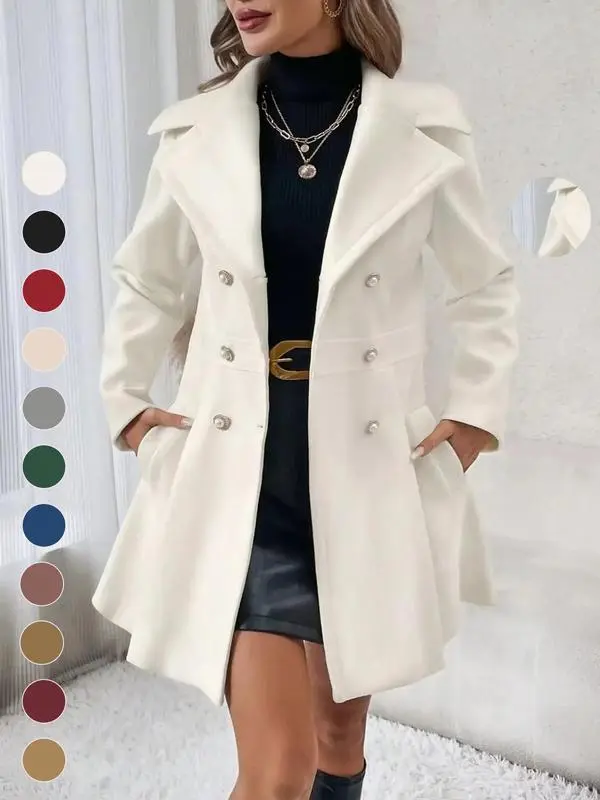 9-PACK Women's Solid Color Double Button Pocket Coat