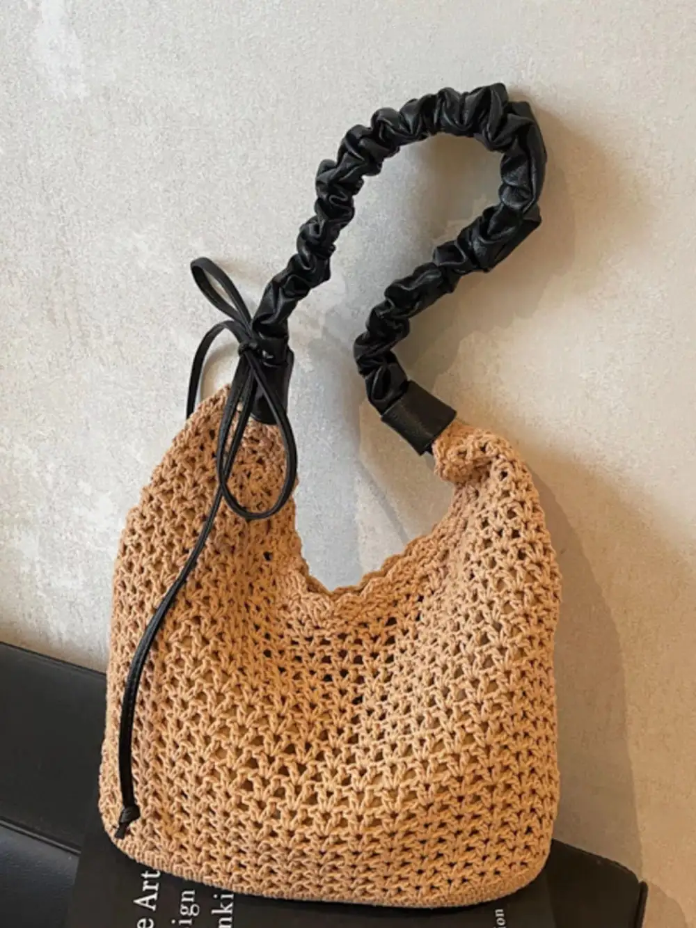Crochet Ruched Shoulder Bag