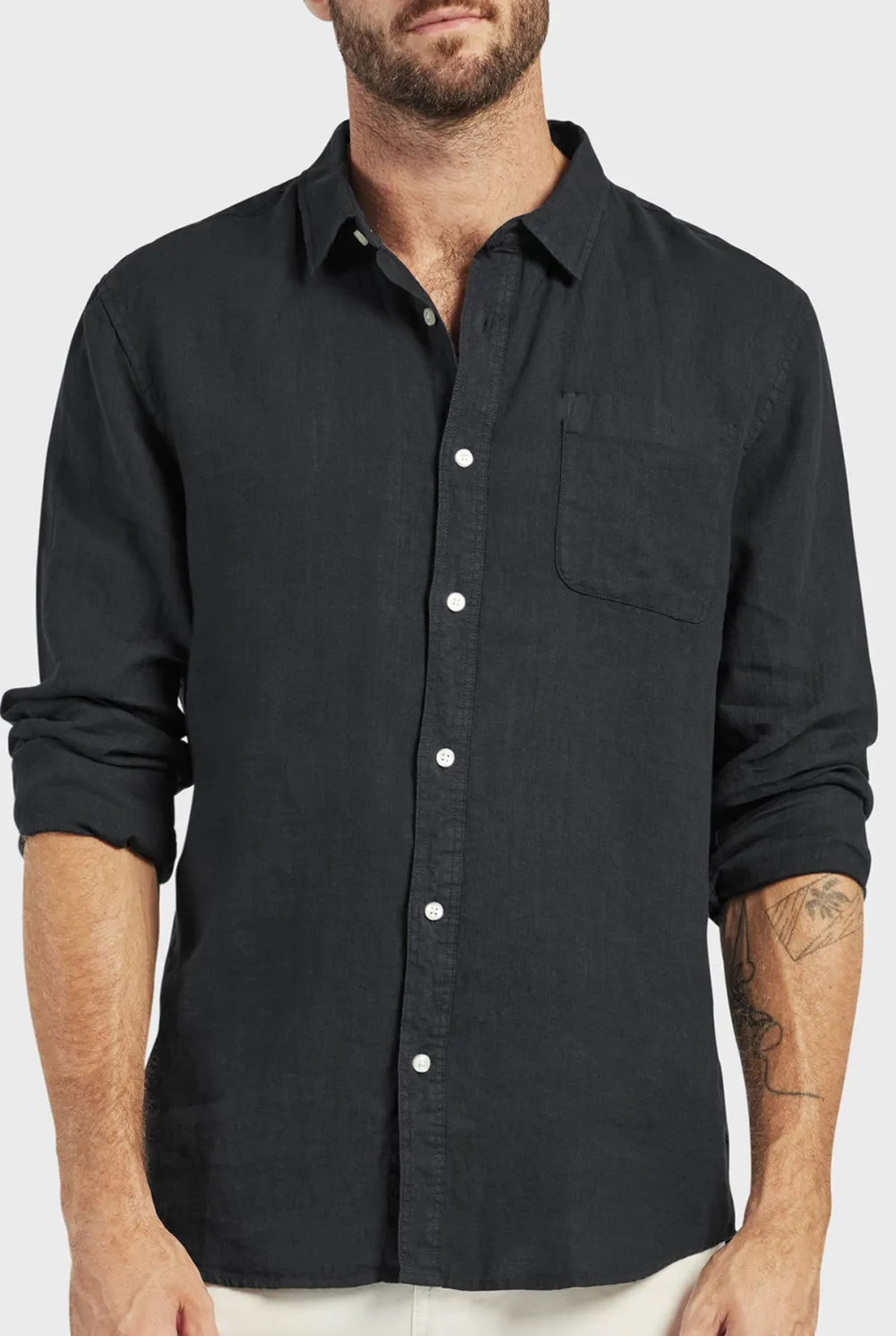 Lightweight Linen Button Down Long Sleeve Shirt