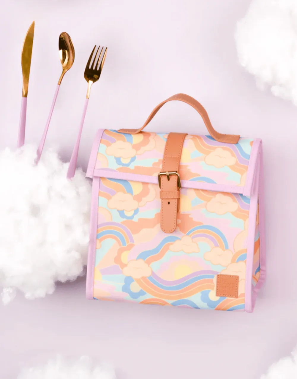 Patterned Lunch Satchel With Strap