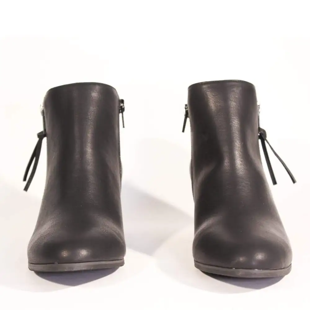 Faux Leather Side Zip Western Ankle Boots