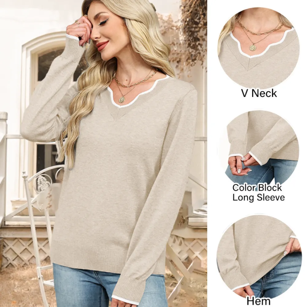 Women's Soft V-Neck Pullover Sweater