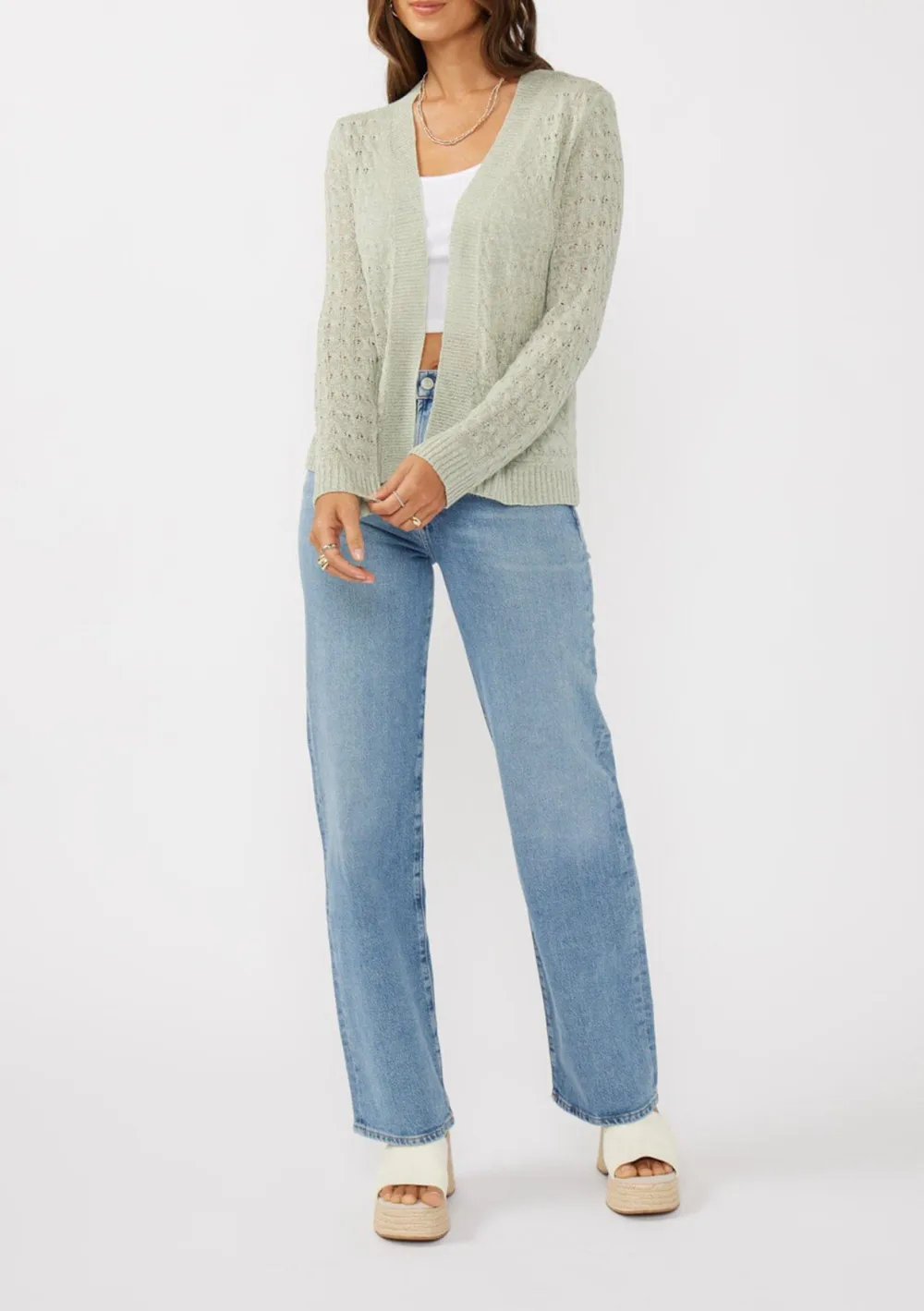 Plain Open Front Cardigan