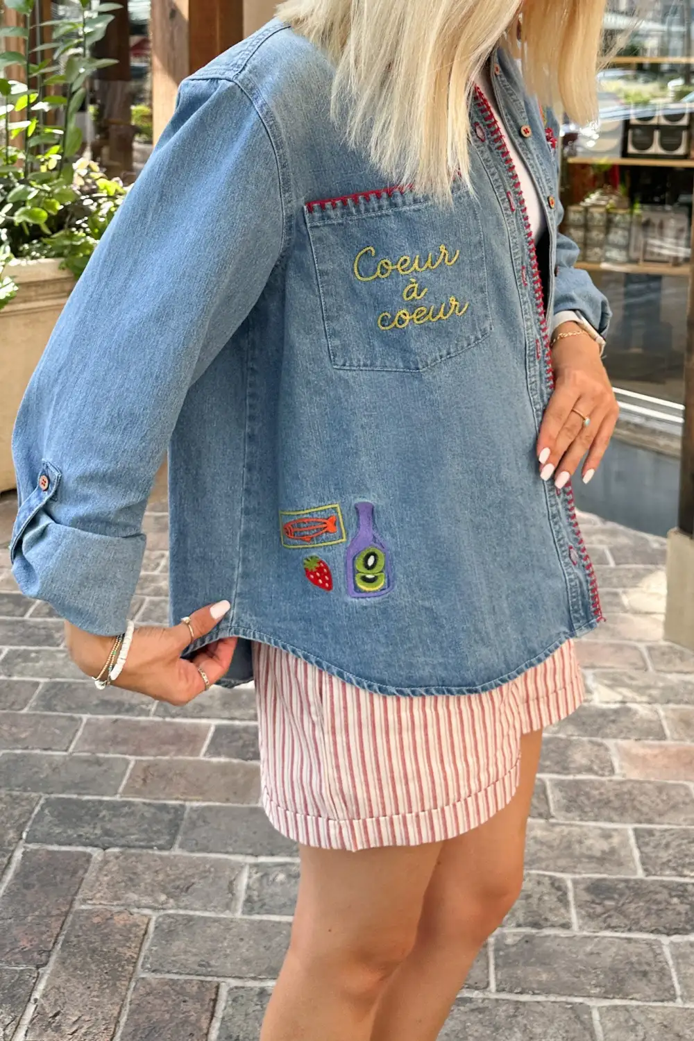 Denim Button Front Button Down Shirt