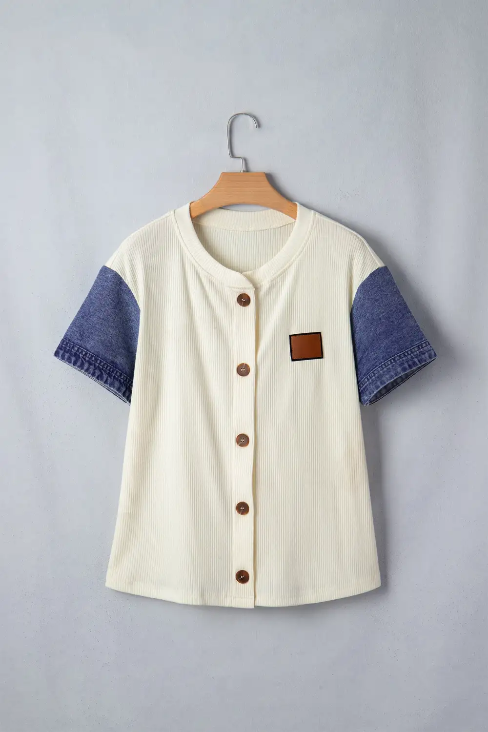 Short Sleeve Patchwork Casual Shirt