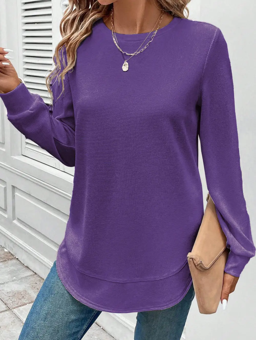 Loose Crew Neck Long Sweatshirt
