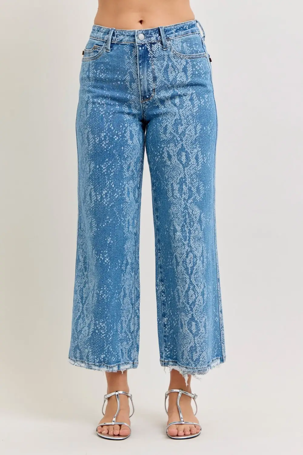 High Rise Raw Hem Relaxed Wide Leg Jeans