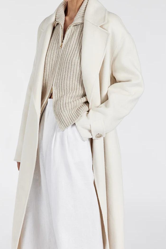 Cream Wool Wrap Coat