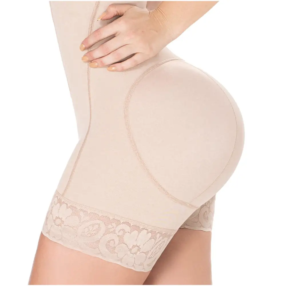 Mid Thigh Open Bust Zip Front Women's Shapewear Garment