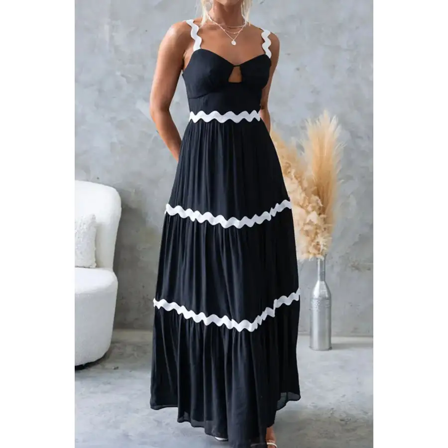 Tiered Maxi Dress with Scalloped Trim