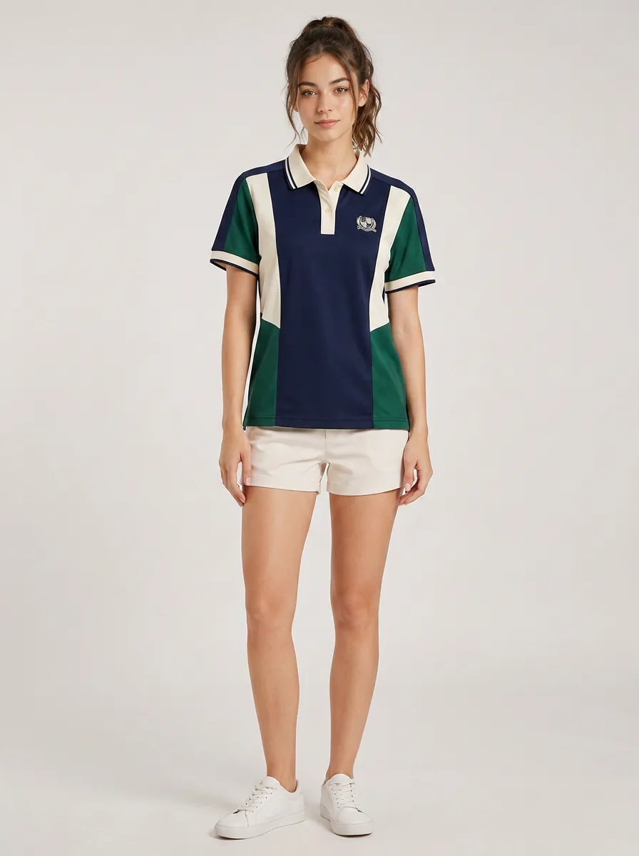 Athletic Colorblock Short Sleeve Polo Shirt