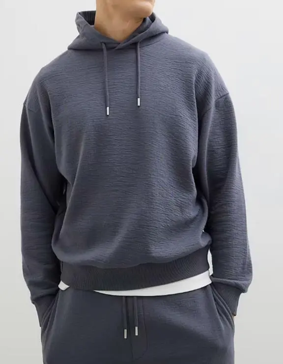 Men's Grey Textured Sweatshirt