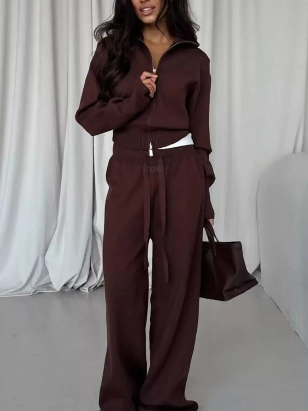 Zip Up Outerwear and Drawstring Pants Set