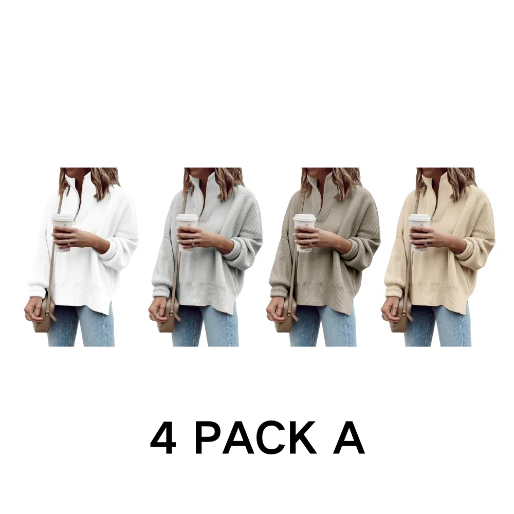 Womens Tunic Sweater Fall Long Sleeve 1/4 Zip Pullover Sweaters
