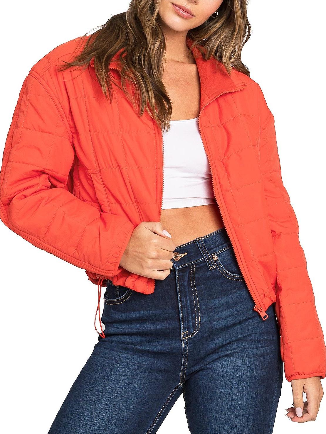 Bright Orange Puffer Crop Jacket