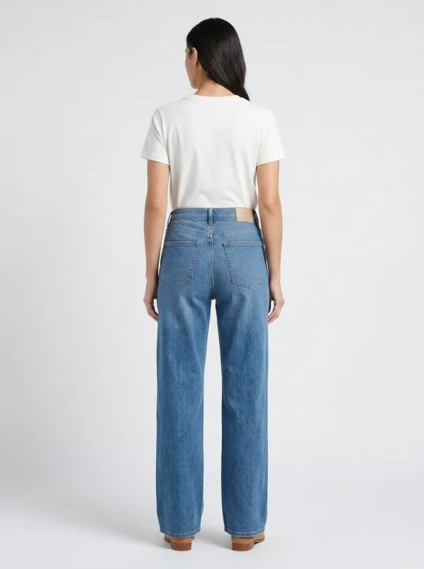 Vintage-Inspired High-Rise Wide-Leg Denim Jeans
