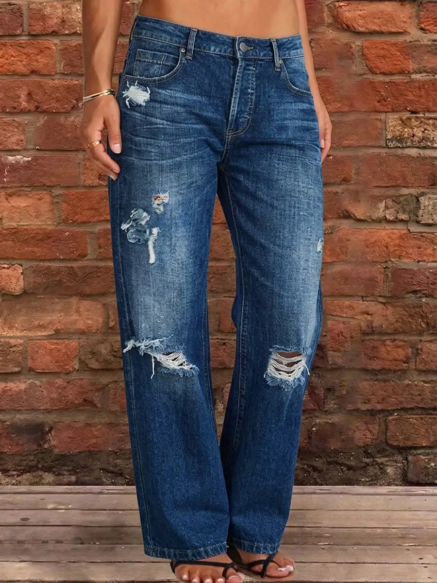 High Waist Wide Leg Seamed Cutout Detail Button Detail Pocket Jeans