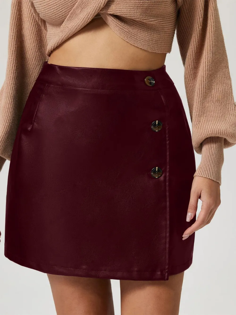 Easygoing Button Front Buttoned Detail Skirt