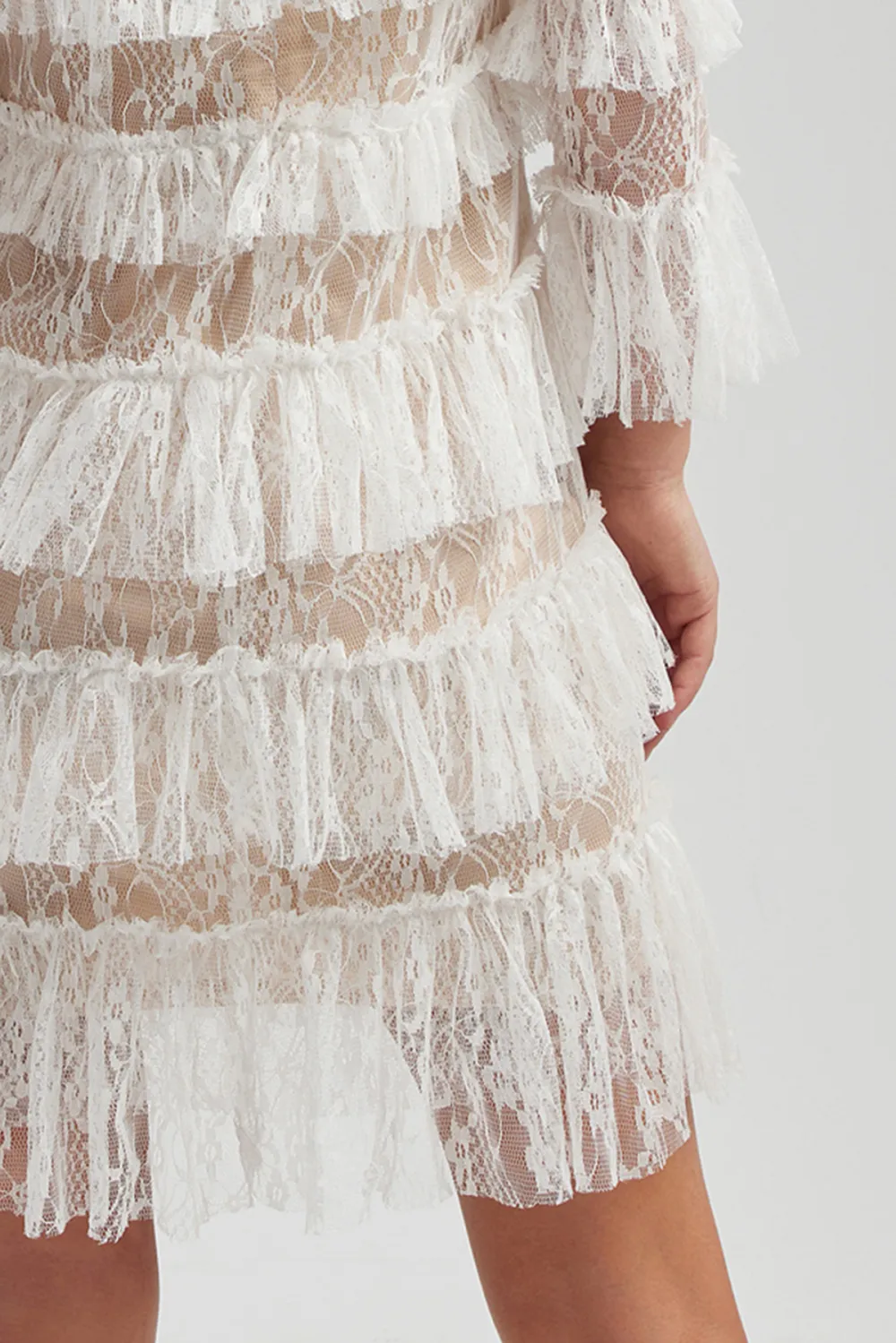 Tiered Fringe Lace Mini Dress