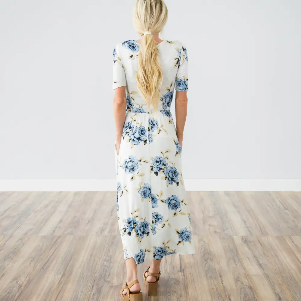 Plus Size Crew Neck Floral Dress