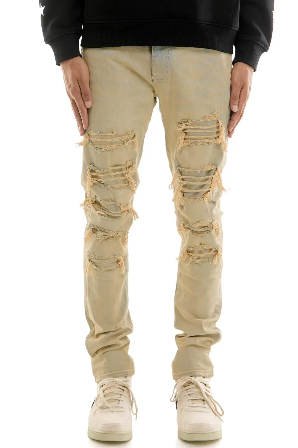 Men's Urban Skinny Distressed Raw Hem Jeans
